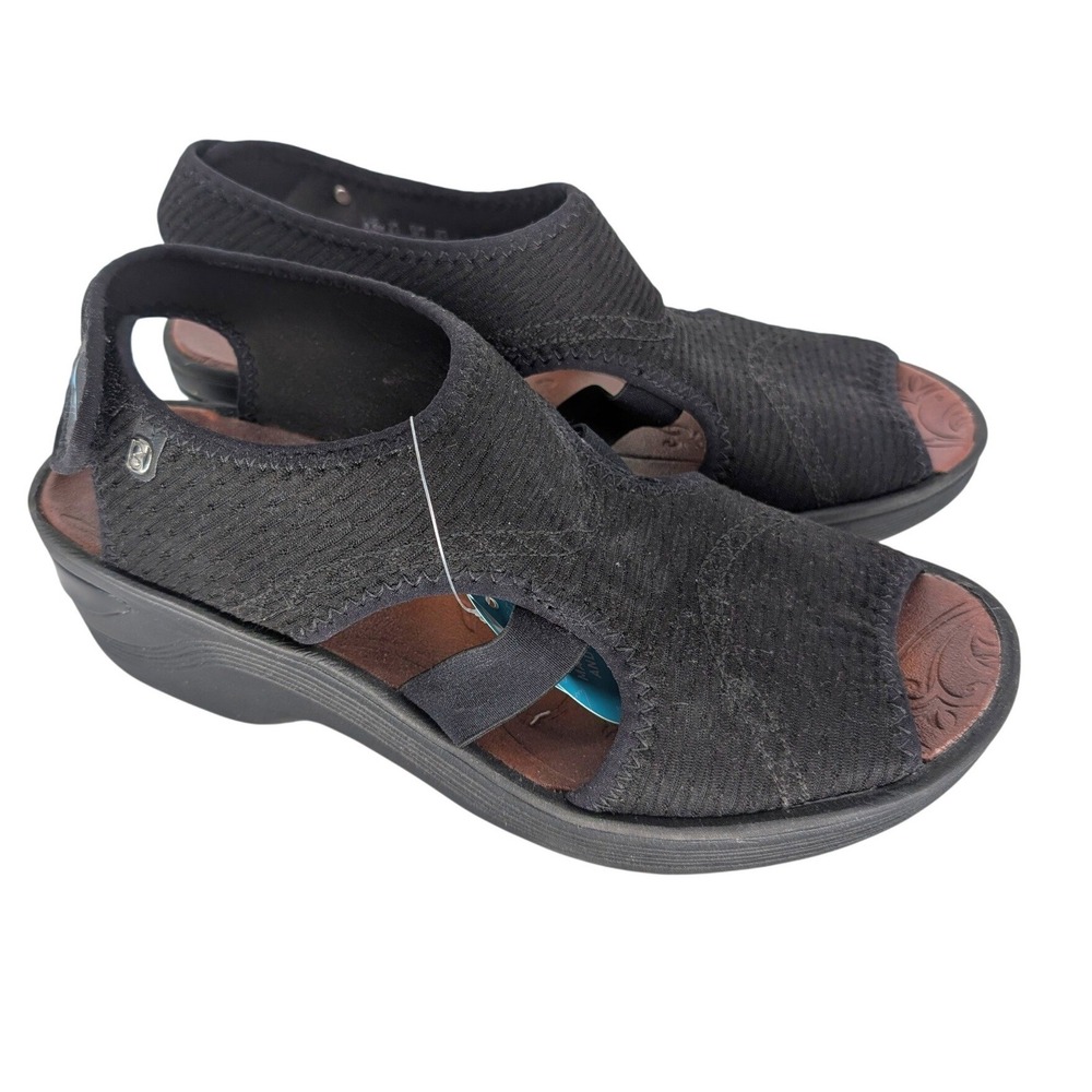 Bzees Dream Wedge Sandals Women 8.5M Black Cloud Technology Stretch Slingback